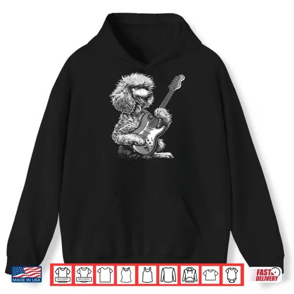 Hoodie Funny Poodle Dog Playing Electric Guitar Rock Dog Dad Shirt