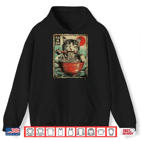 Hoodie Funny Ramen Cat Noodle Lovers Anime Otaku Shirt