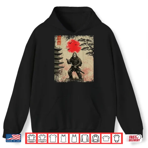 Hoodie Funny Samurai Bigfoot Japanese Art Graphic Tee Anime Gifts Shirt