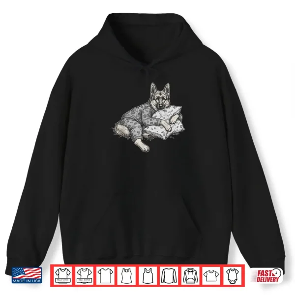 Hoodie Funny Sleepy German Shepherd Dog Pajama GSD Shirt