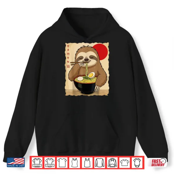 Hoodie Funny Sloth Ramen Kawaii Anime Japanese Graphic Women Men Shirt 2