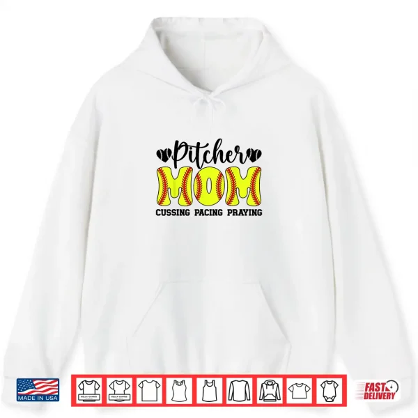 Hoodie Funny Softball Pitcher Mom Of A Softball Pitcher Mama Shirt