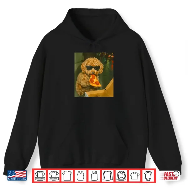 Hoodie Funny Toy Poodle Eating Pizza Dog Meme Retro Shirt