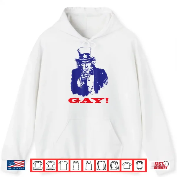 Hoodie Funny Uncle Sam Griddy Say Gay LGBT Gay Ally Pride Month Shirt