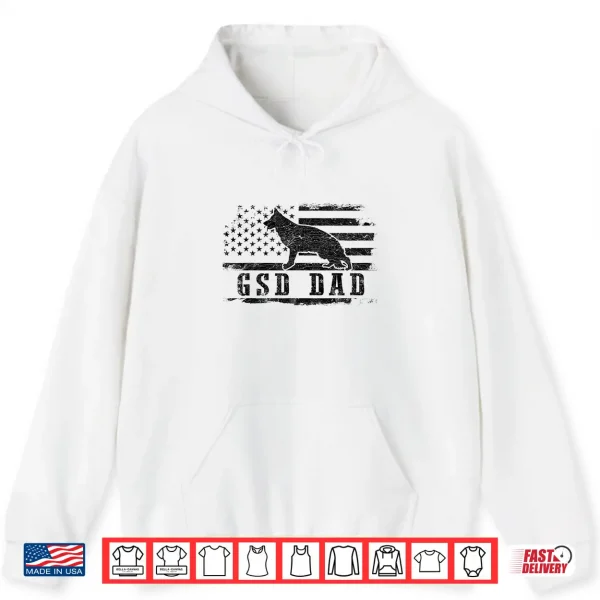 Hoodie GSD Dad Distressed American Flag German Shepherd Dog Shirt