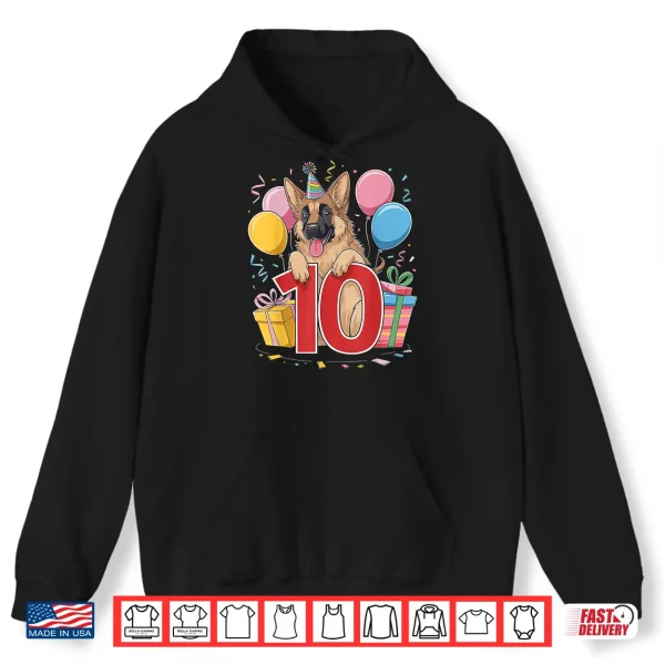 Hoodie GSD Dog Tenth Birthday Ten Years Old German Shepherd Shirt