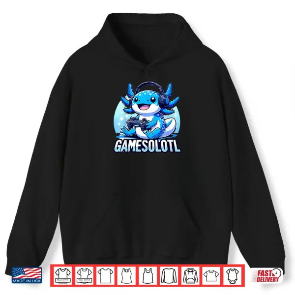 Hoodie Gamesolotl Axolotl Gamer kawaii Anime kids Shirt
