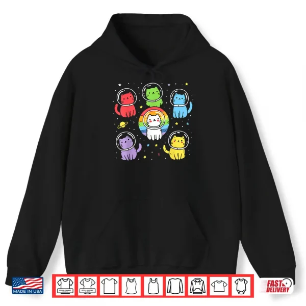 Hoodie Gay Cats In Space Rainbow Pride Month Lgbt Ally Shirt