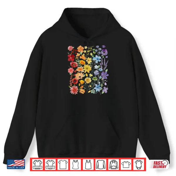 Hoodie Gay Pride Subtle Wildflowers LGBTQ Month Rainbow Flowers Shirt
