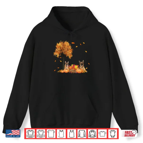 Hoodie German Shepherd Autumn Leaf Fall Dog Thanksgiving Halloween Shirt