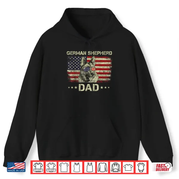 Hoodie German Shepherd Dad Dog Lovers American Flag 4th Of July Shirt