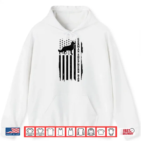 Hoodie German Shepherd Dad Vintage American Flag Patriotic Dog Shirt
