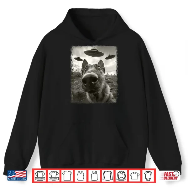 Hoodie German Shepherd Dog UFO Alien Extraterrestrial Selfie Shirt