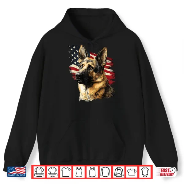 Hoodie German Shepherd Dog US America USA American Flag Graphic Shirt