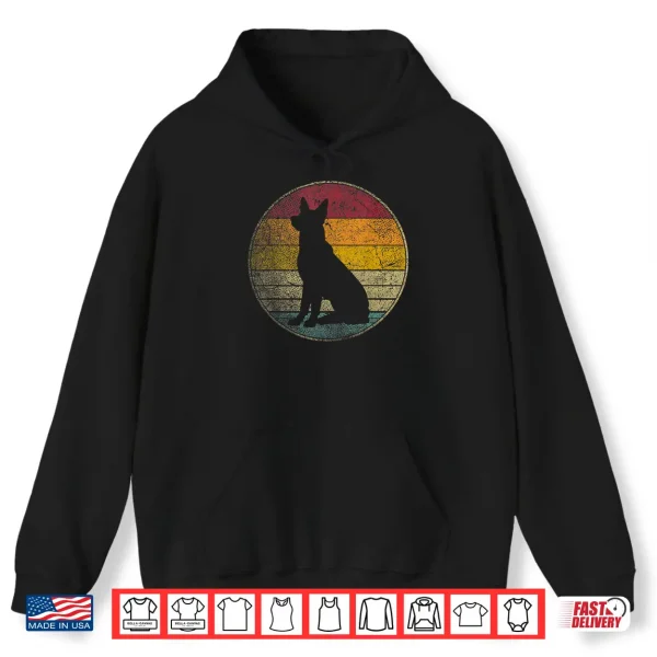 Hoodie German Shepherd Dog Vintage Distressed Retro Silhouette 70s Shirt