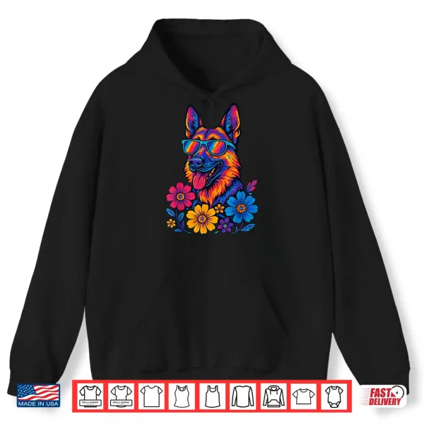 Hoodie German Shepherd Flowers German Shepherd Professional Graphic Shirt