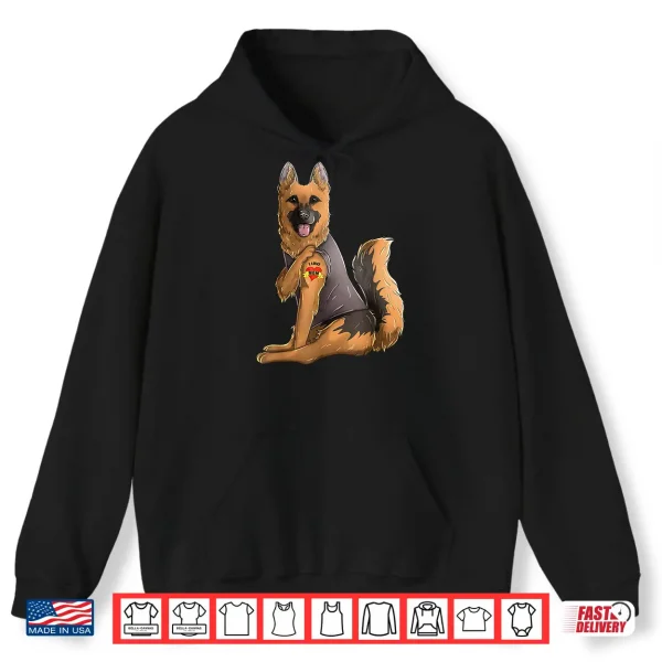 Hoodie German Shepherd I Love Mom Tattoo Dog Shirt Mothers Day Shirt