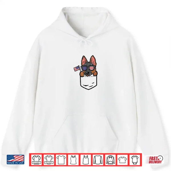 Hoodie German Shepherd Pocket American USA Fourth Of July Dog Shirt