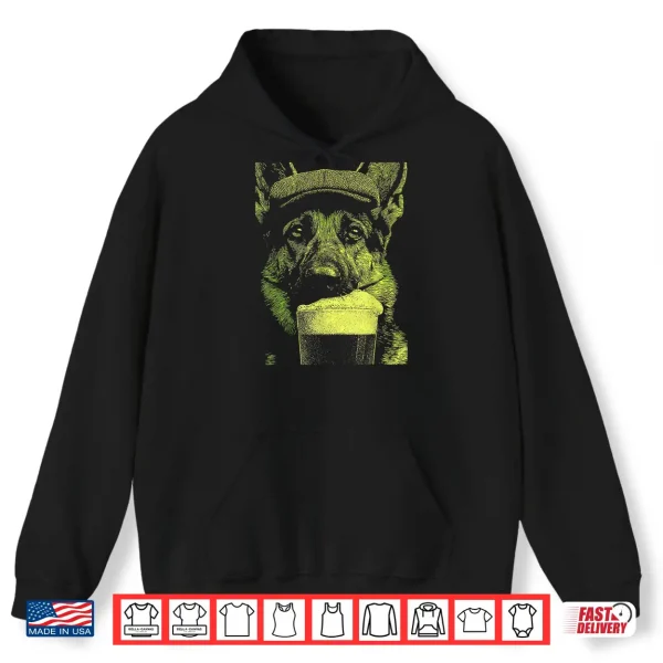 Hoodie German Shepherd With Beer Drinking Humor St Patricks Day Dog Shirt