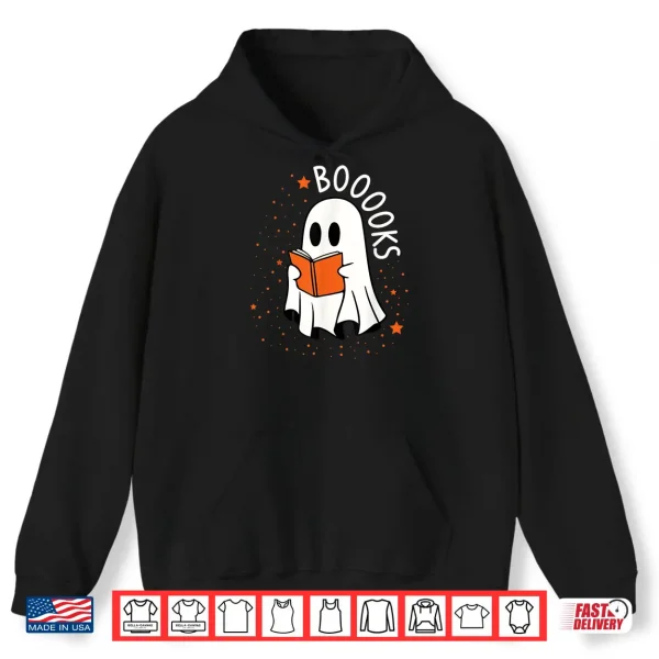 Hoodie Ghost Reading Books Boooks Halloween Teacher Boook Shirt