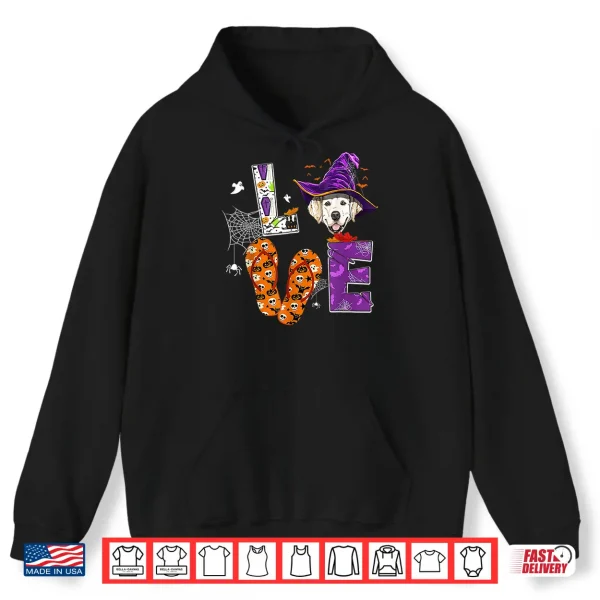 Hoodie Golden Labrador Retriever halloween witch hat lab lover Shirt