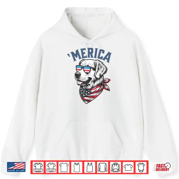 Hoodie Golden Retriever 4th Of July Merica USA Sunglasses Shirt