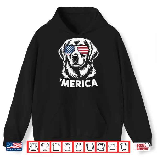 Hoodie Golden Retriever 4th of july merica Shirt