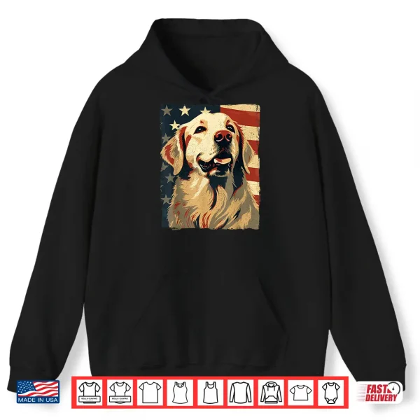 Hoodie Golden Retriever American Flag Shirt 4th Of July Retriever Shirt