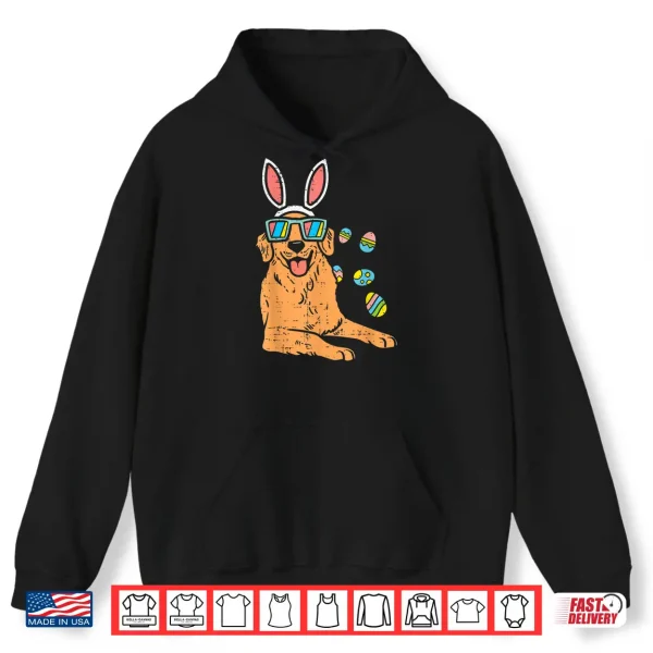 Hoodie Golden Retriever Bunny Glasses Easter Eggs Dog Owner Lover Shirt