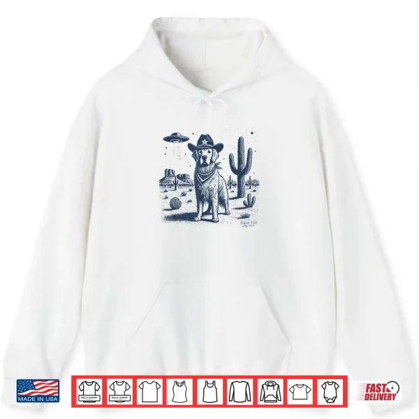 Hoodie Golden Retriever Cowboy UFO Golden Retriever Cowboy Hat Shirt