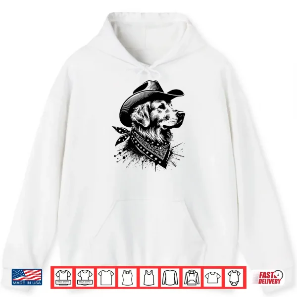 Hoodie Golden Retriever Cowboy Vintage Western Dog Lover Shirt