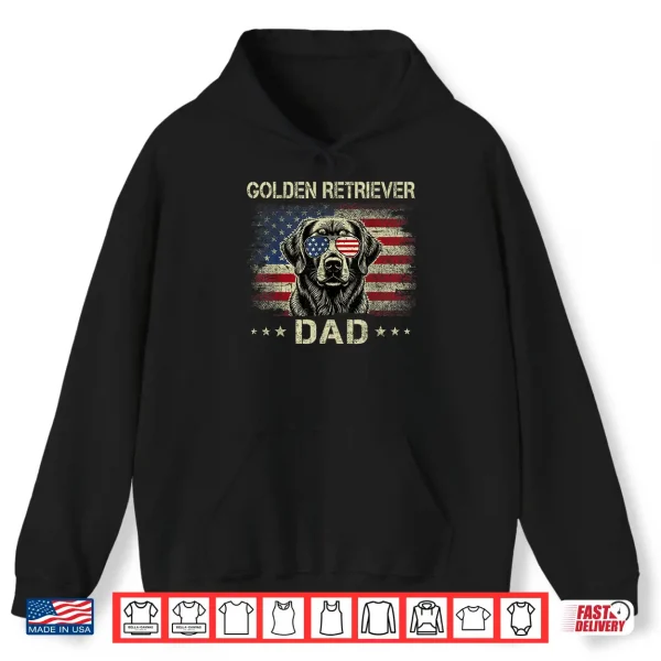 Hoodie Golden Retriever Dad Dog Vintage American Flag 4th Of July Shirt for Men Women Kids