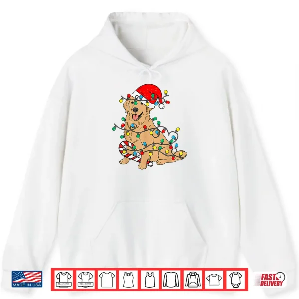 Hoodie Golden Retriever Dog Christmas Lights Xmas Pet Dog Lover Shirt