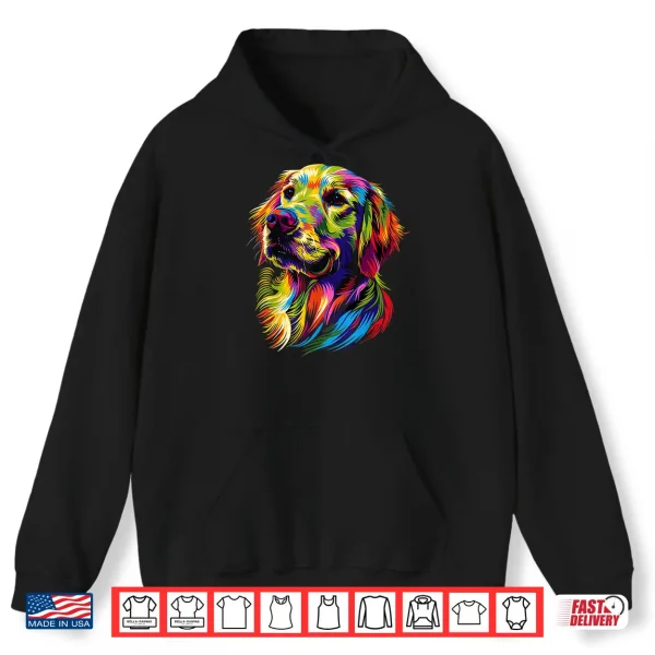 Hoodie Golden Retriever Dog Colorful Pop Art Rainbow Colors Dogs Shirt
