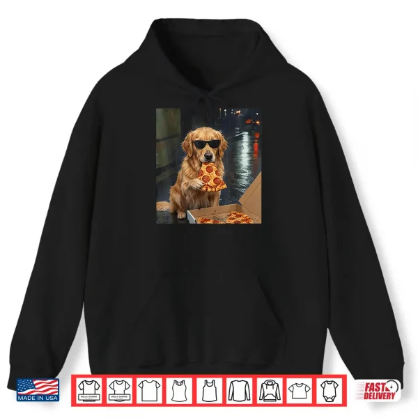 Hoodie Golden Retriever Dog Eating Pizza Meme Cool Dog Shirt