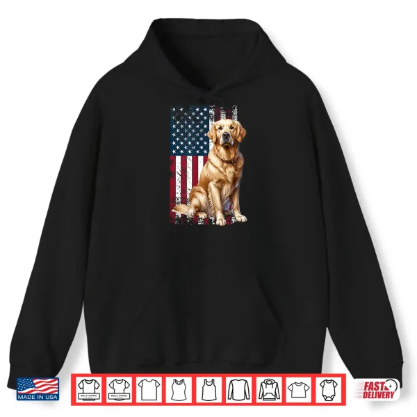 Hoodie Golden Retriever Dog Owner USA Flag Shirt