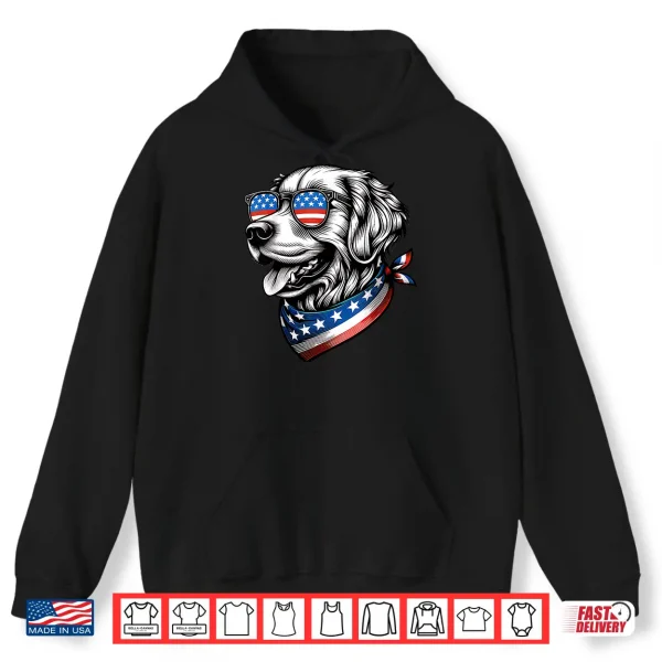 Hoodie Golden Retriever Dog Patriotic Fourth Of July American USA Flag Shirt