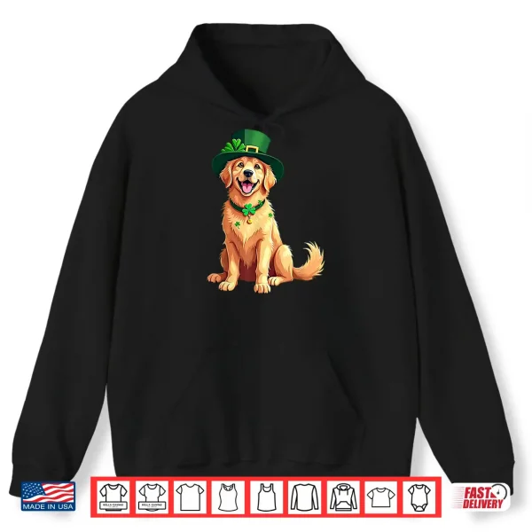 Hoodie Golden Retriever Dog St Patricks Day Shamrock Leprechaun Hat Shirt