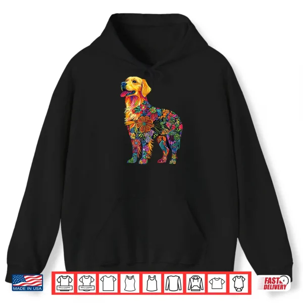 Hoodie Golden Retriever Flower Shirt