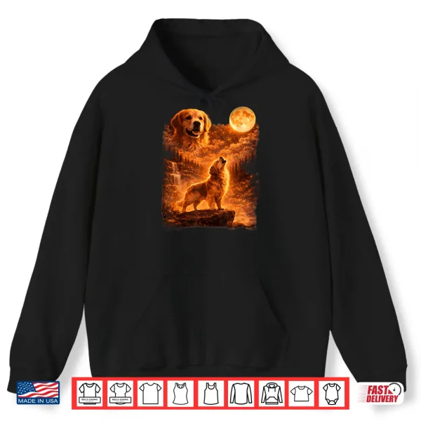 Hoodie Golden Retriever Howling To The Moon Vintage Dog Lover Shirt