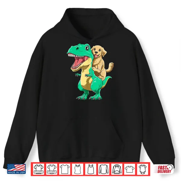 Hoodie Golden Retriever Riding Dinosaur T Rex Golden Retriever Shirt
