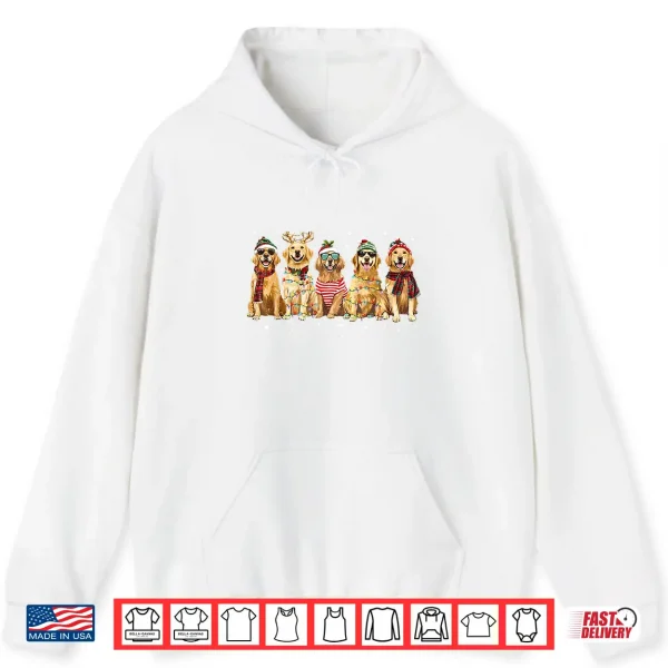 Hoodie Golden Retriever Santa Christmas Lights Xmas Dog Lover Shirt