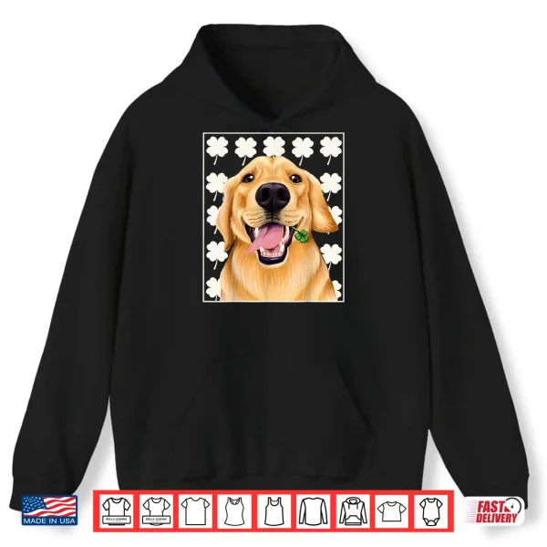 Hoodie Golden Retriever St. Patricks day shirt with clovers