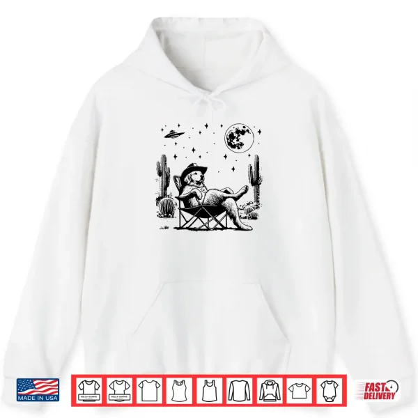 Hoodie Golden Retriever UFO 90s Western Cowboy Vintage Funny Saying Shirt