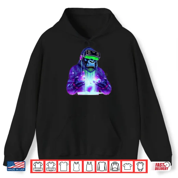 Hoodie Gorilla VR Gamer Playing Tag Boys Funny Adult Gorilla VR Shirt