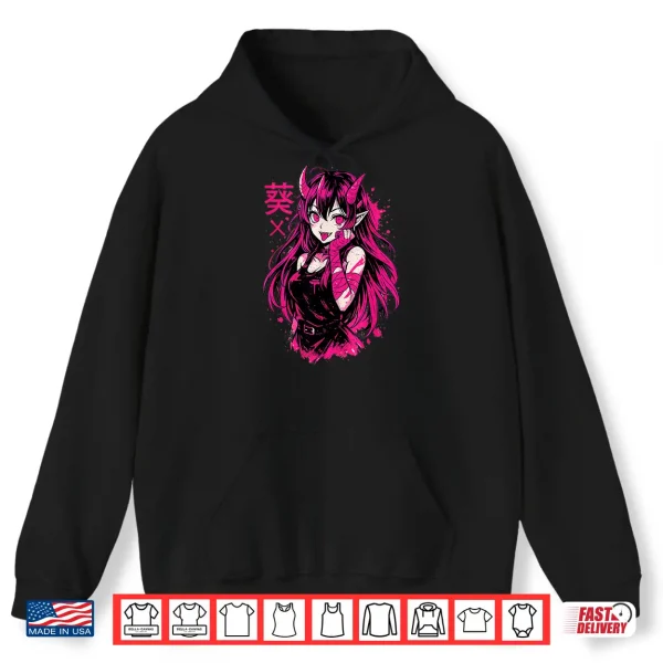 Hoodie Goth Anime Waifu Kawaii Manga Girl Creepy Horror Aesthetic Shirt