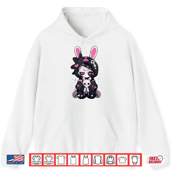 Hoodie Goth Bunny Anime Girl Cute E Girl Gothic Outfit Grunge Shirt