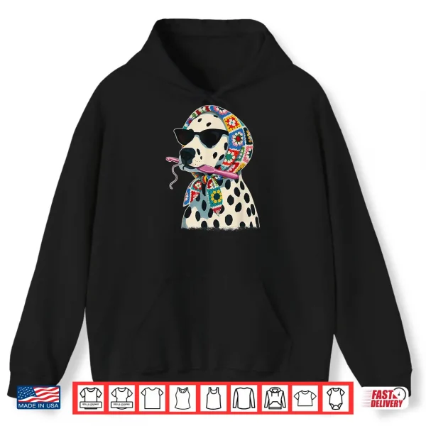 Hoodie Granny Square Dalmatian Funny Dalmatian Dog Crochet Yarn Shirt