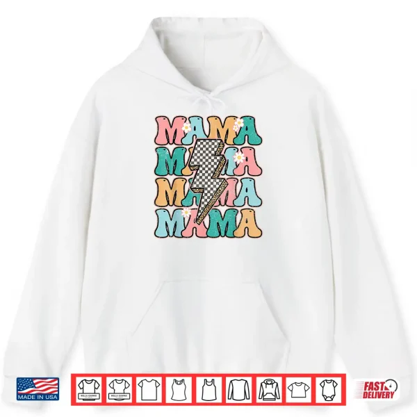 Hoodie Groovy Mama Checkered Leopard Bolt Lightning Flower Mom Life Shirt