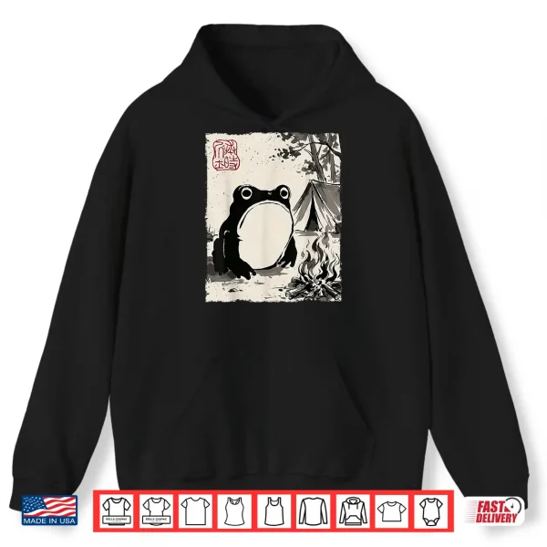 Hoodie Grumpy Frog Funny Camping Outdoor Anime Japanese Shirt